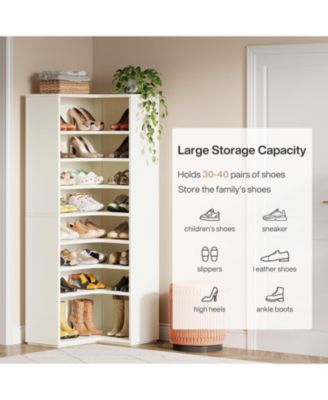 27.56" Wood 9-Tier Shoe Cabinet Organizer Freestanding Heavy-Duty Storage Rack for 40–45 Pairs of Shoes