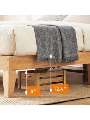 Rattan Bed Frame Queen With Natural Rattan Headboard,Queen Bed Frame With LED Lights,Rattan Queen Bed Frame With Headboard,Solid Wood Foundation With Silent Slats,No Box Spring Needed