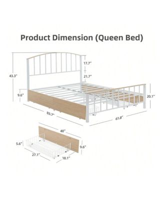 Bed Frame With 4 Drawers,Platform Bed Frame With Storage,Full Size Platform Bed With Headboard Frame,Metal Bed Frame Steel Slat Support/No Box Spring Needed/Easy Assembly