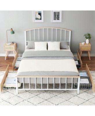 Bed Frame With 4 Drawers,Platform Bed Frame With Storage,Full Size Platform Bed With Headboard Frame,Metal Bed Frame Steel Slat Support/No Box Spring Needed/Easy Assembly