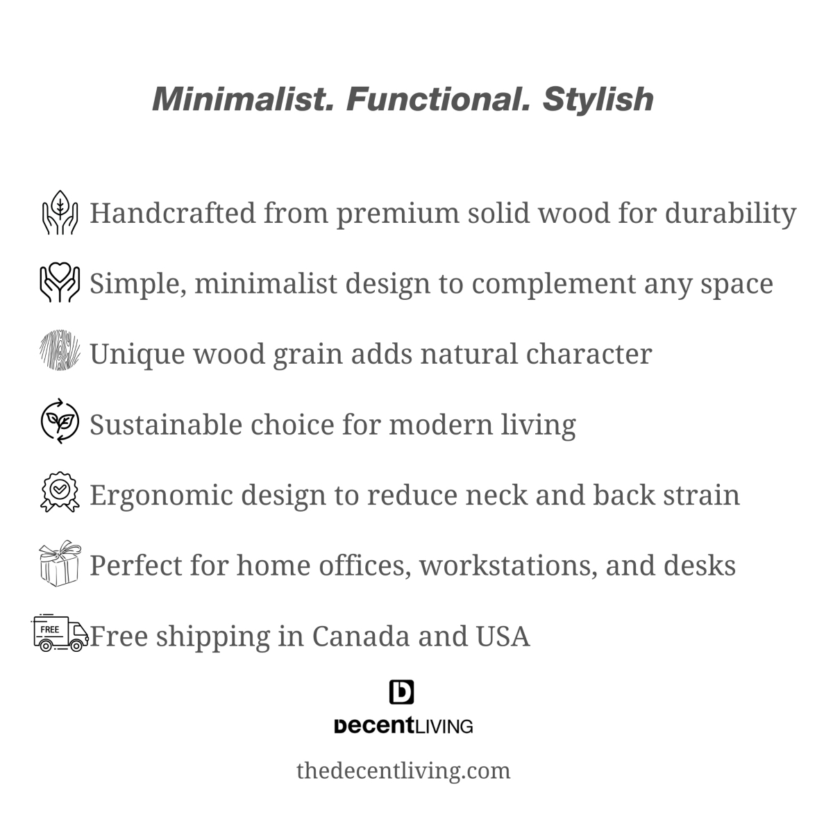 Decent Living Monitor Stand/Riser - Maple 88cm