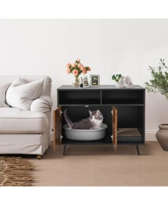 Cat Litter Box Enclosure with Storage Compartments and Pet Scratcher