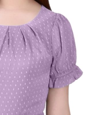 Women's Short Sleeve Belted Swiss Dot Dress
