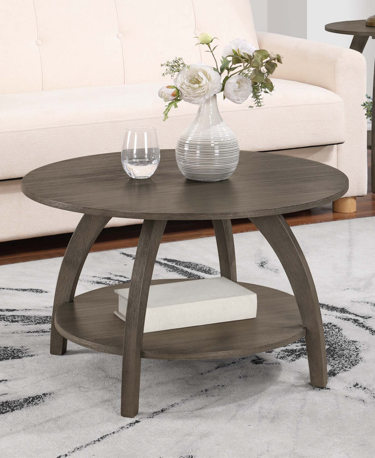 Convenience Concepts 30" Aldrin Coffee Table With Shelf In Wirebrush Dark Gray