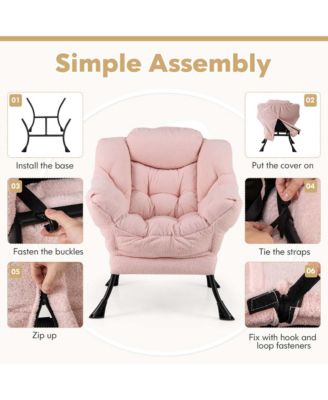 Large Cozy Head Pillow Stylish Tufted Back & Seat Armrests Lazy Chair