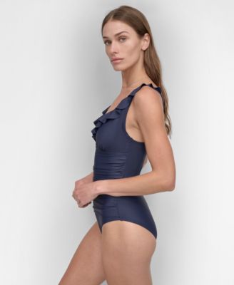 Ruffle Plunge Underwire Tummy Control One-Piece Swimsuit