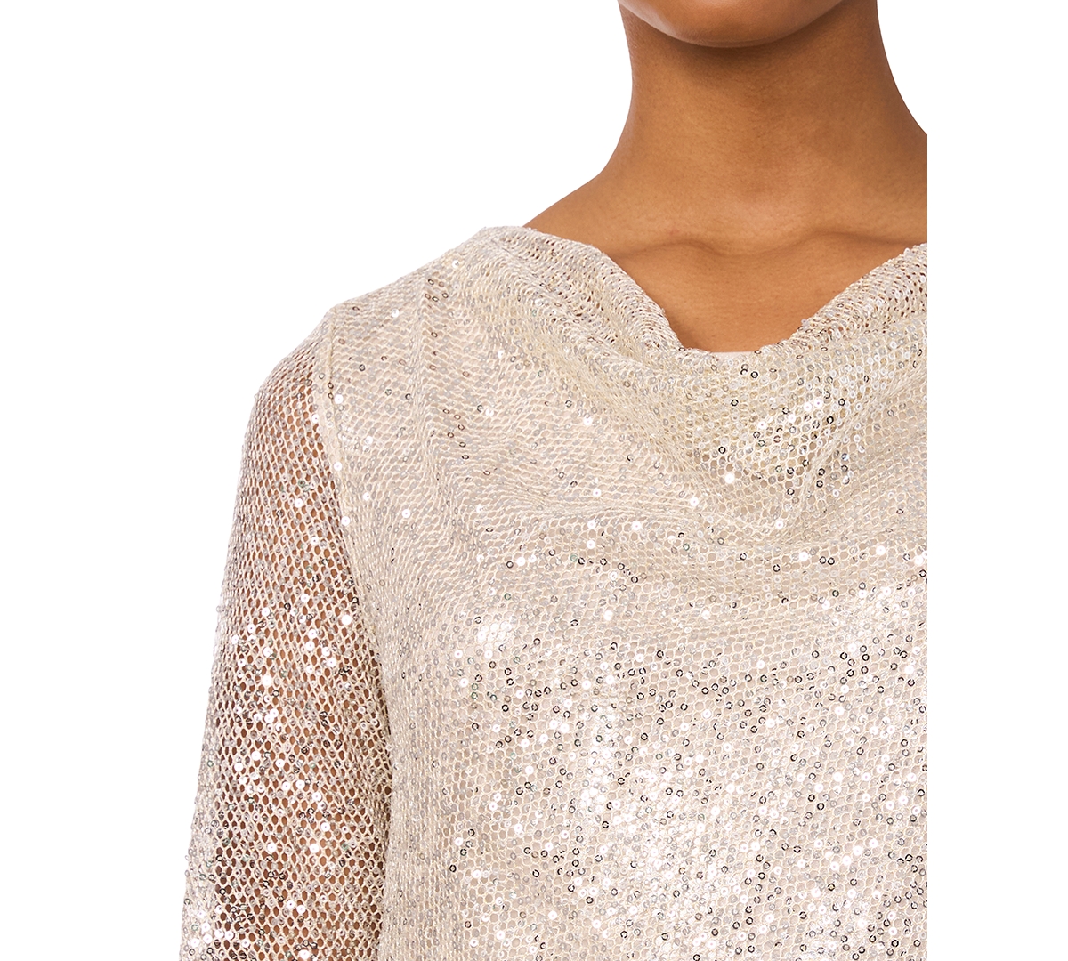 Drape Neck Blouse W/ -Silver