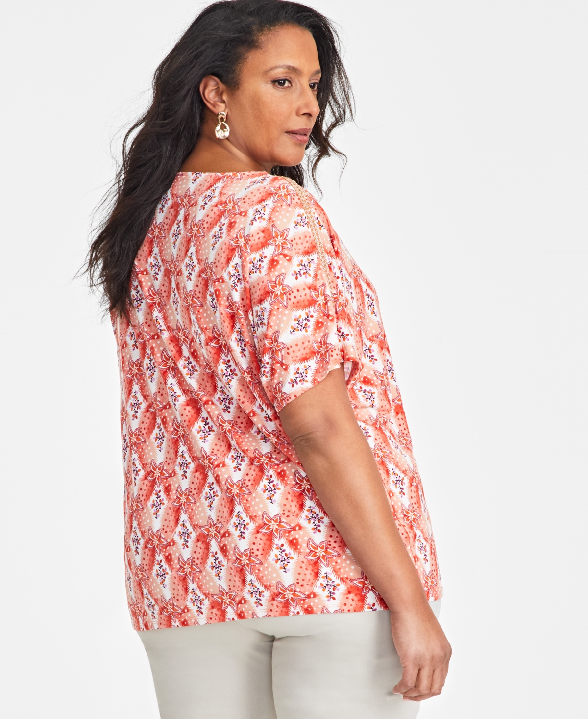 Jm Collection Plus Size Embellished Dolman-Sleeve Top, Exclusively at Macy's