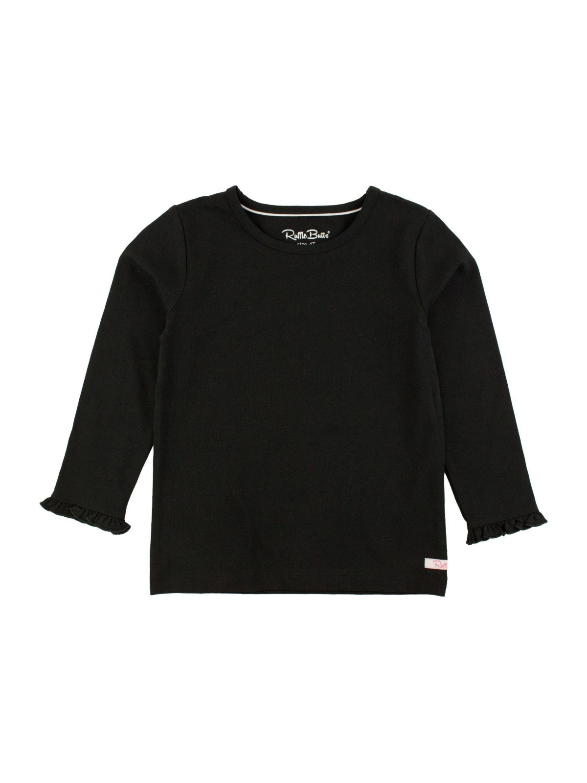 RuffleButts Girls Knit Long Sleeve Ruffle Layering Tee