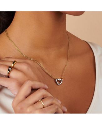 Heart Pendant Two-Tone Necklace in Sterling Silver