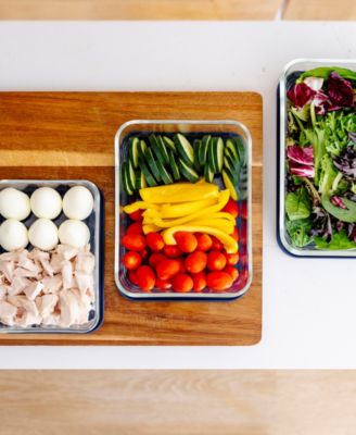 6-Piece Rectangular Nesting Food Storage and Meal Prep Container Set