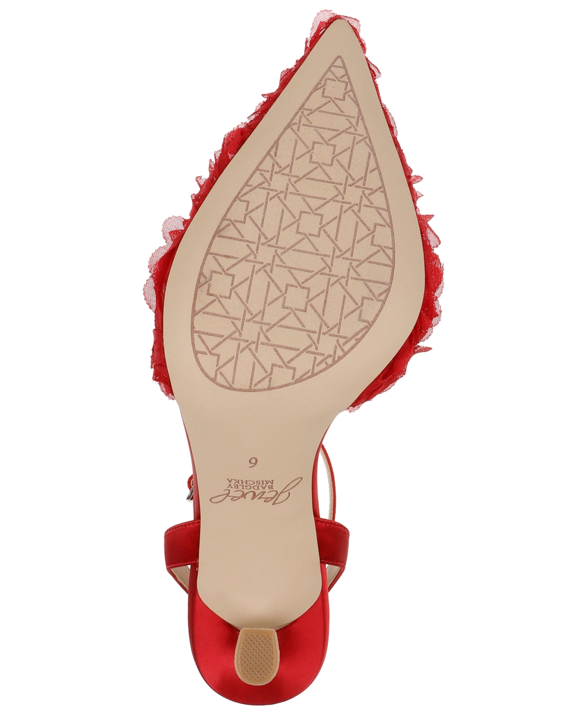 Jewel Badgley Mischka Shannon Pointed Toe Ankle Strap Pump In Red Chiffon