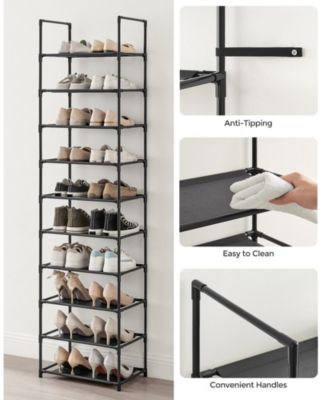 Metal Frame and Fabric Shelves 10-Tier Shoe Rack Organizer