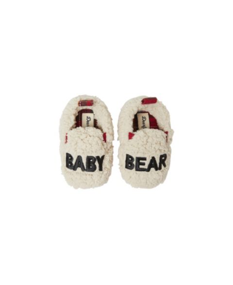 Тапочки Dearfoams Bear Faux Shearling Closed Back Slipper для мальчиков-малышей, цвет: Красный клетчатый
