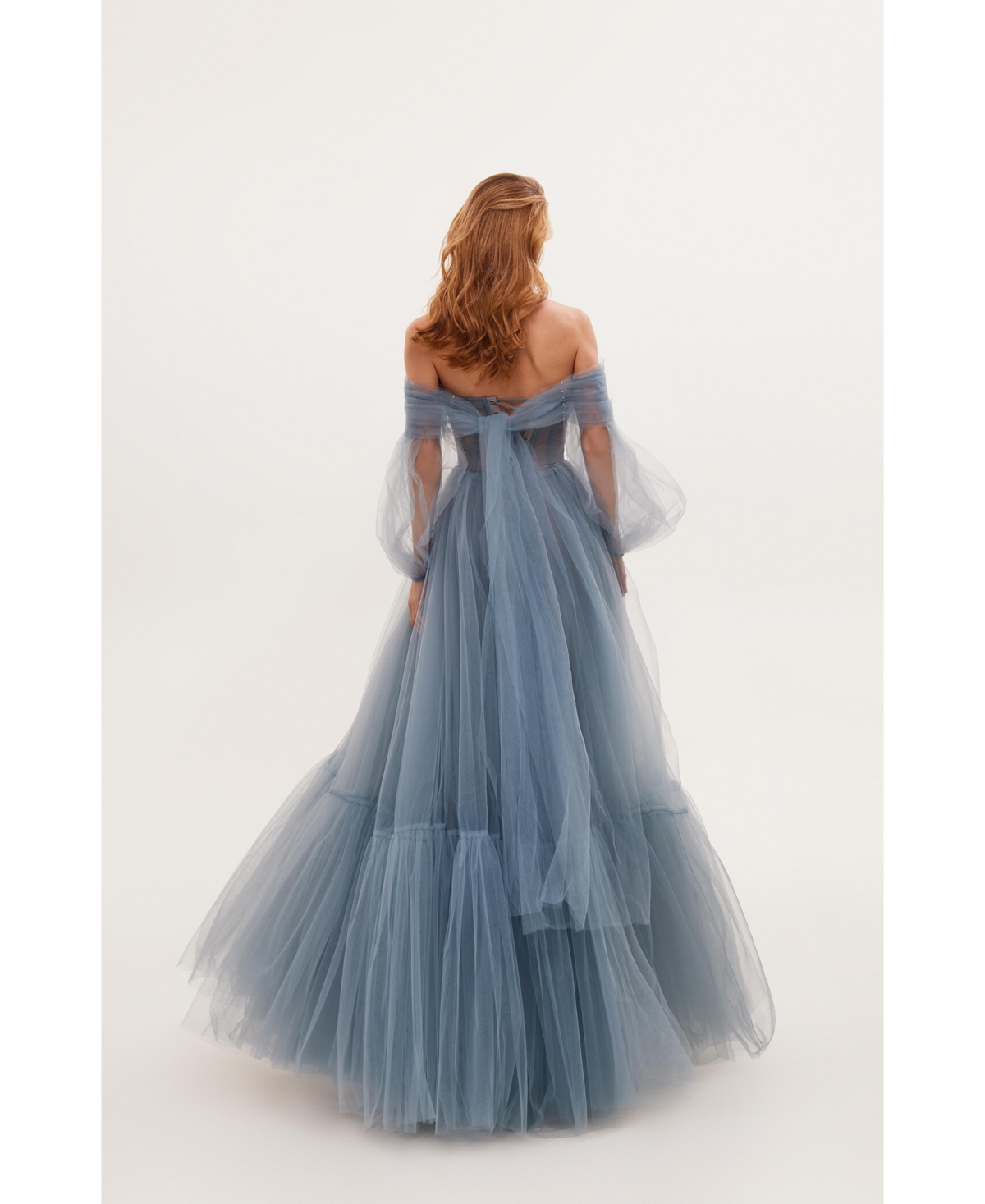 Milla Women's Sheer Sleeves Maxi Tulle Dress