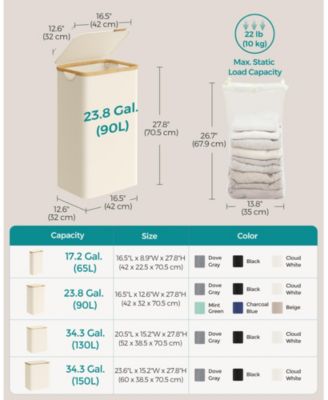 Large 23.8-Gallon Laundry Basket with Collapsible Design, Ink Black