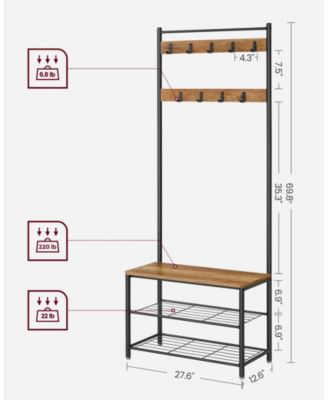 Entryway Industrial Style Coat Rack with Shoe Storage