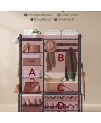 Entryway Hall Tree with Bench & Shoe Storage