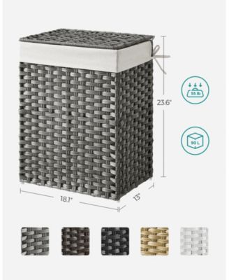 Handwoven Synthetic Rattan Laundry Hamper with Liner & Lid