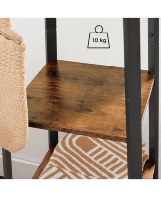 Industrial Style Coat Rack with 3 Shelves, Rustic Brown &amp; Black