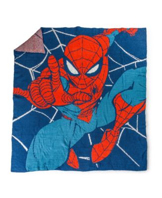Spider Man Fleece Blanket Knotted Fringe Ends Spider Sense