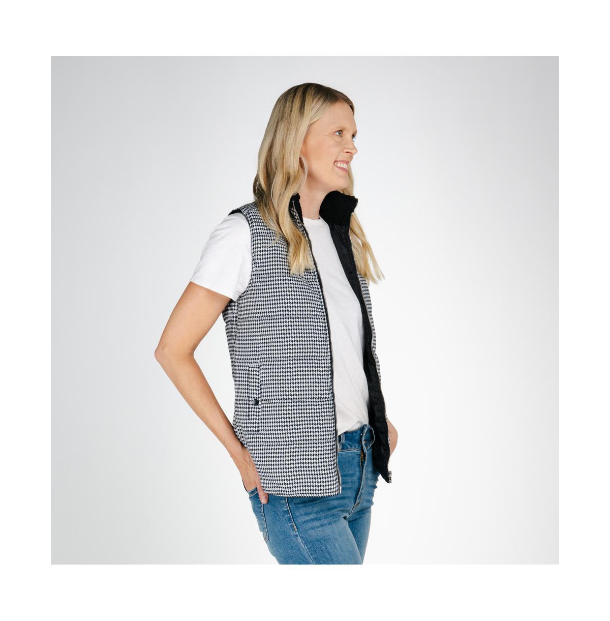 Amalli Talli Women's Windsor Tall Houndstooth Vest - Black and white