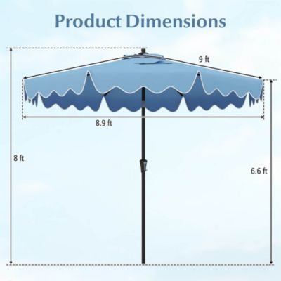 9 FT Patio Umbrella 2-Tier Market Table Umbrella with Sun-Protective Canopy