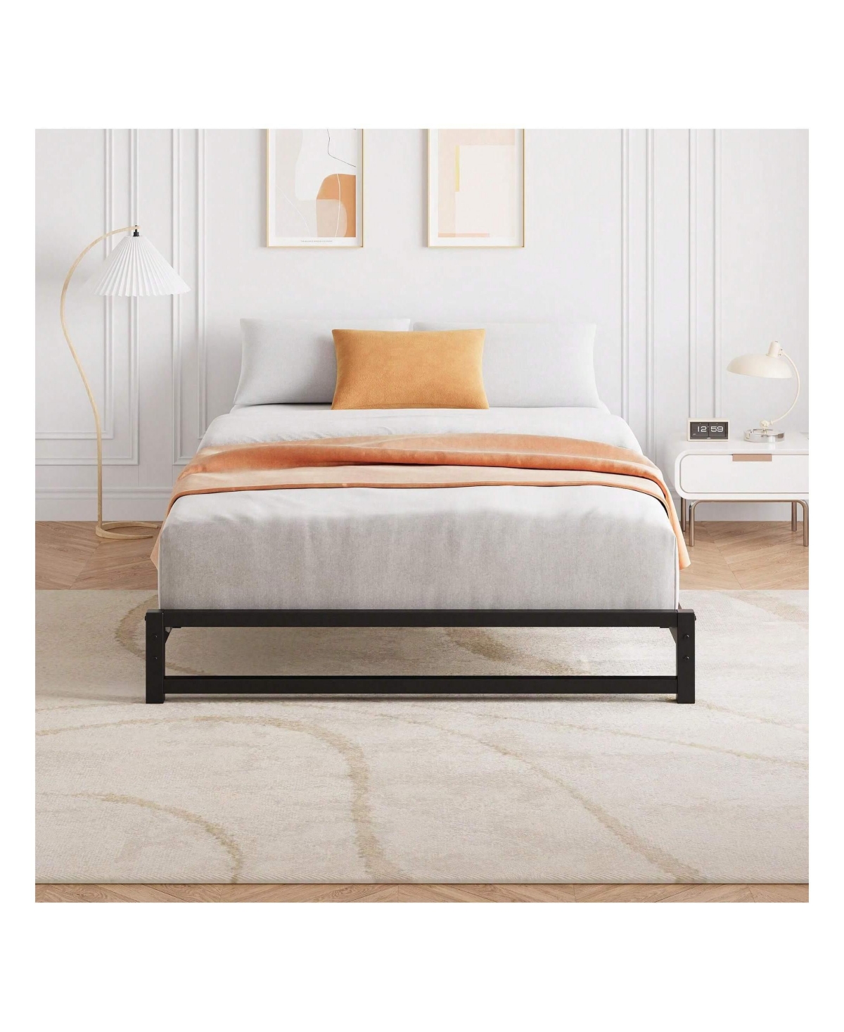 gaomon 6 Inch Metal Platform Bed Frame With Steel Slat Support, Mattress Foundation And No Box Spring Needed