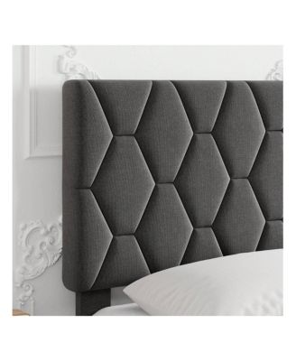 Bed Frame With Headboard Upholstered Bed Frame, Heavy-Duty Platform Bed Frame With Strong Wood Slats, Upholstered Mattress Foundation No Box Spring Needed