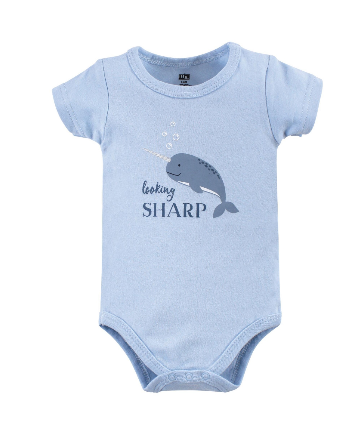 Hudson Baby Baby Boys Cotton Bodysuit, Shorts and Shoe 3pc Set,- Narwhal