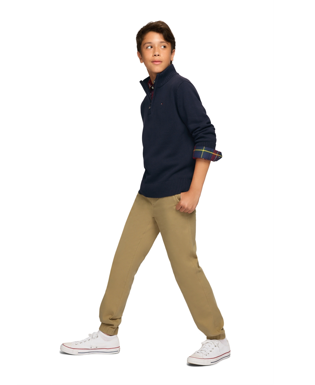 Shop Tommy Hilfiger Toddler And Little Boys Solid 1/4 Zip Sweater In Navy Blazer