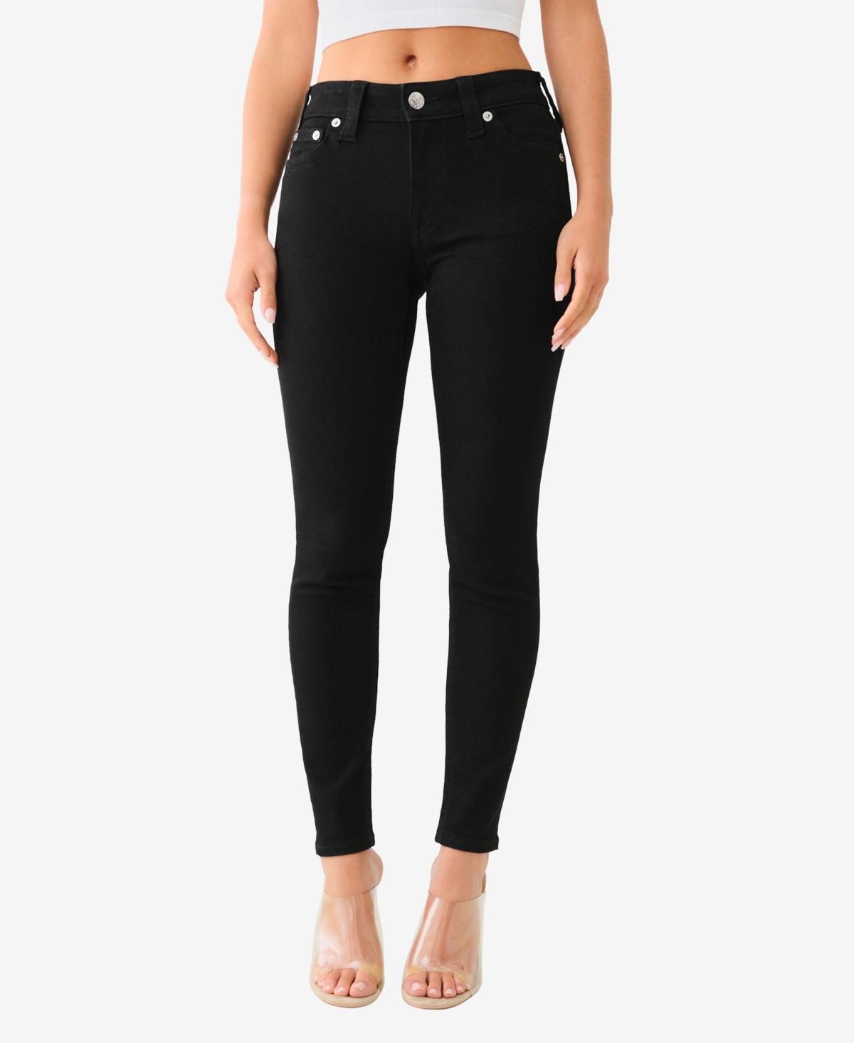 TRUE RELIGION WOMEN'S JENNIE MID RISE CURVY SKINNY JEANS 