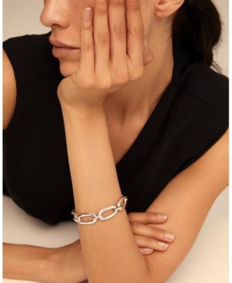 Sterling Silver and 18k Gold Plated Oval Links Bracelet