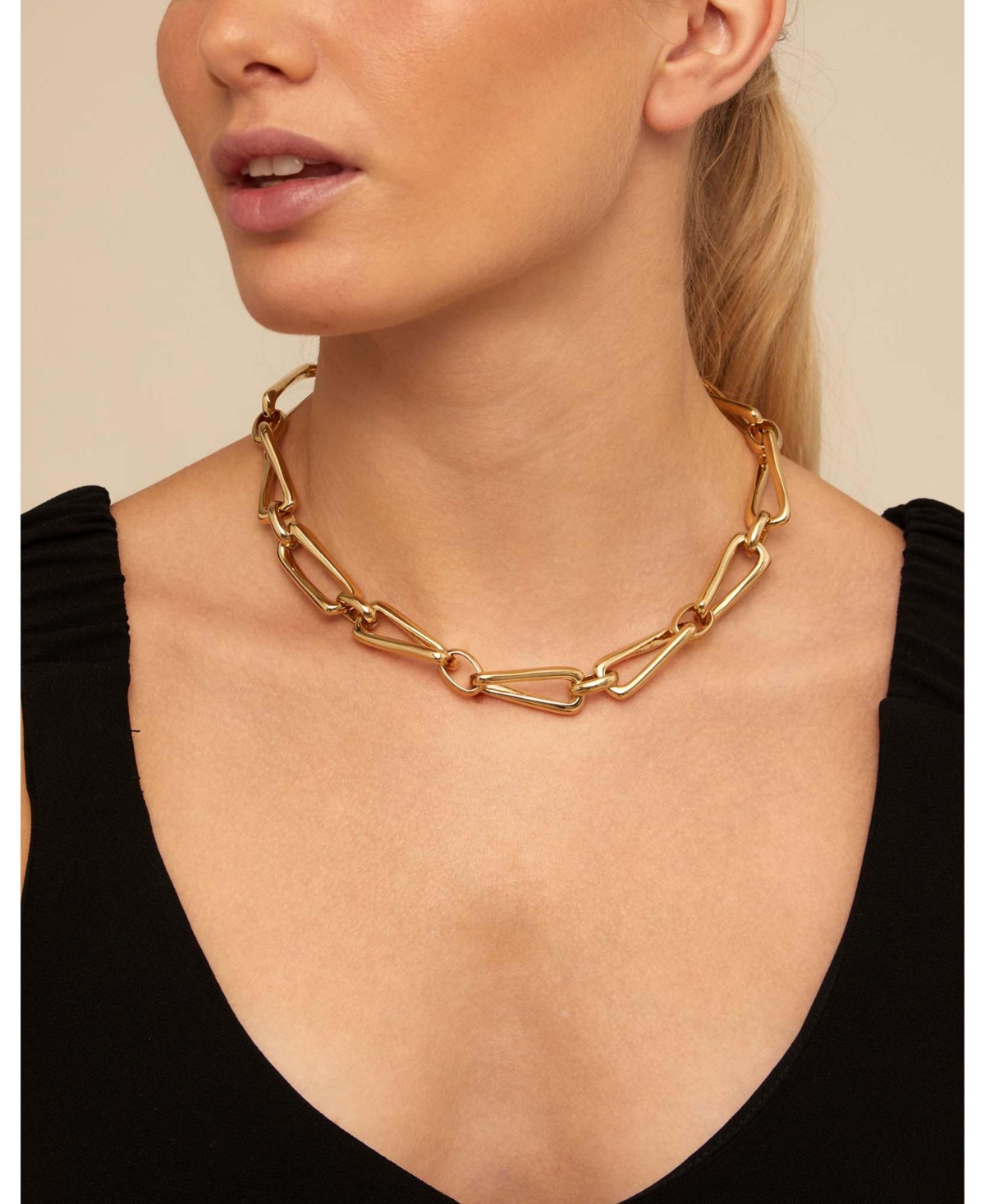 Unode50 Metal Alloy Square Links Necklace In Gold