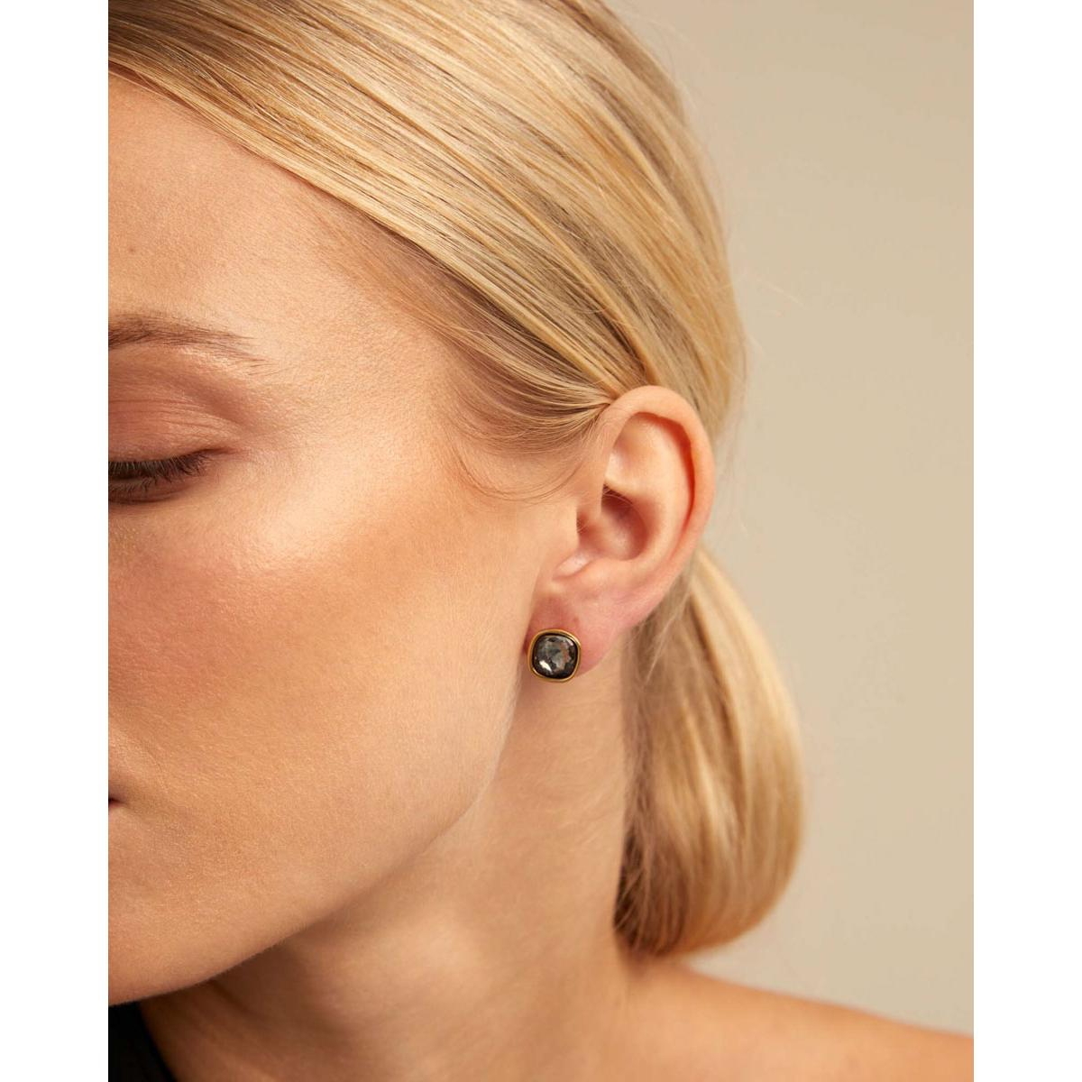 Unode50 Metal Alloy And Embedding Section Earrings In Gold