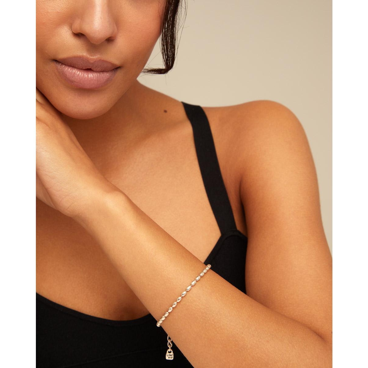 Unode50 Sterling Silver Plated Metal Alloy And Glass Bracelet In Metallic