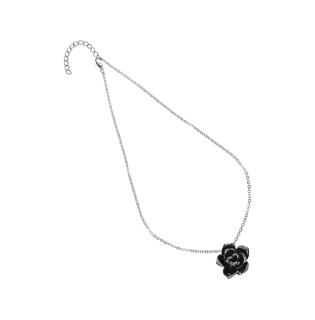 Sohi Women's Rose Pendant Necklace In Black