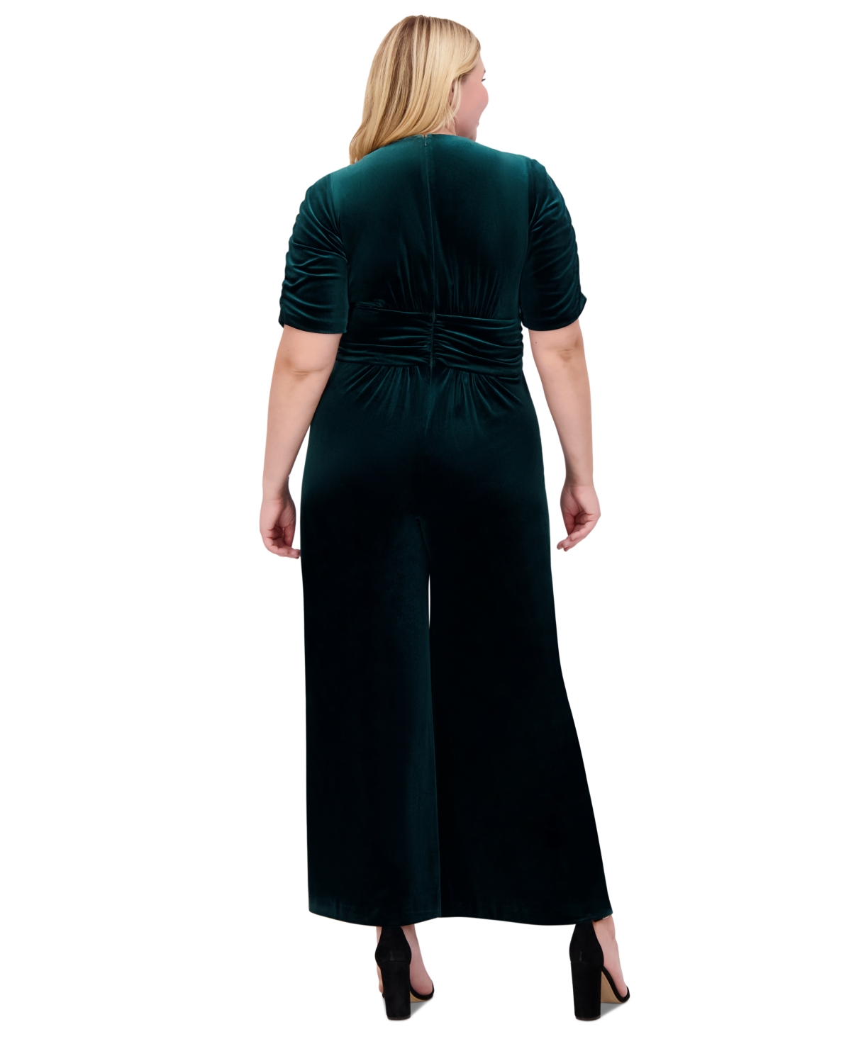 Vince Camuto Plus Size Cat V-Neck Twist-Detail Velvet Jumpsuit