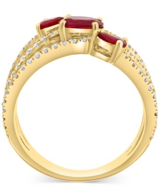 EFFY&reg; Ruby (1-1/20 ct. t.w.) & Diamond (3/8 ct. t.w.) Open Crossover Statement Ring in 14k Gold