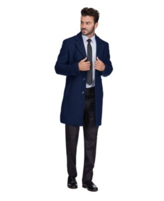 Men's Tailored Wool Blend Notch Collar Wool Blend Walker Car Coat