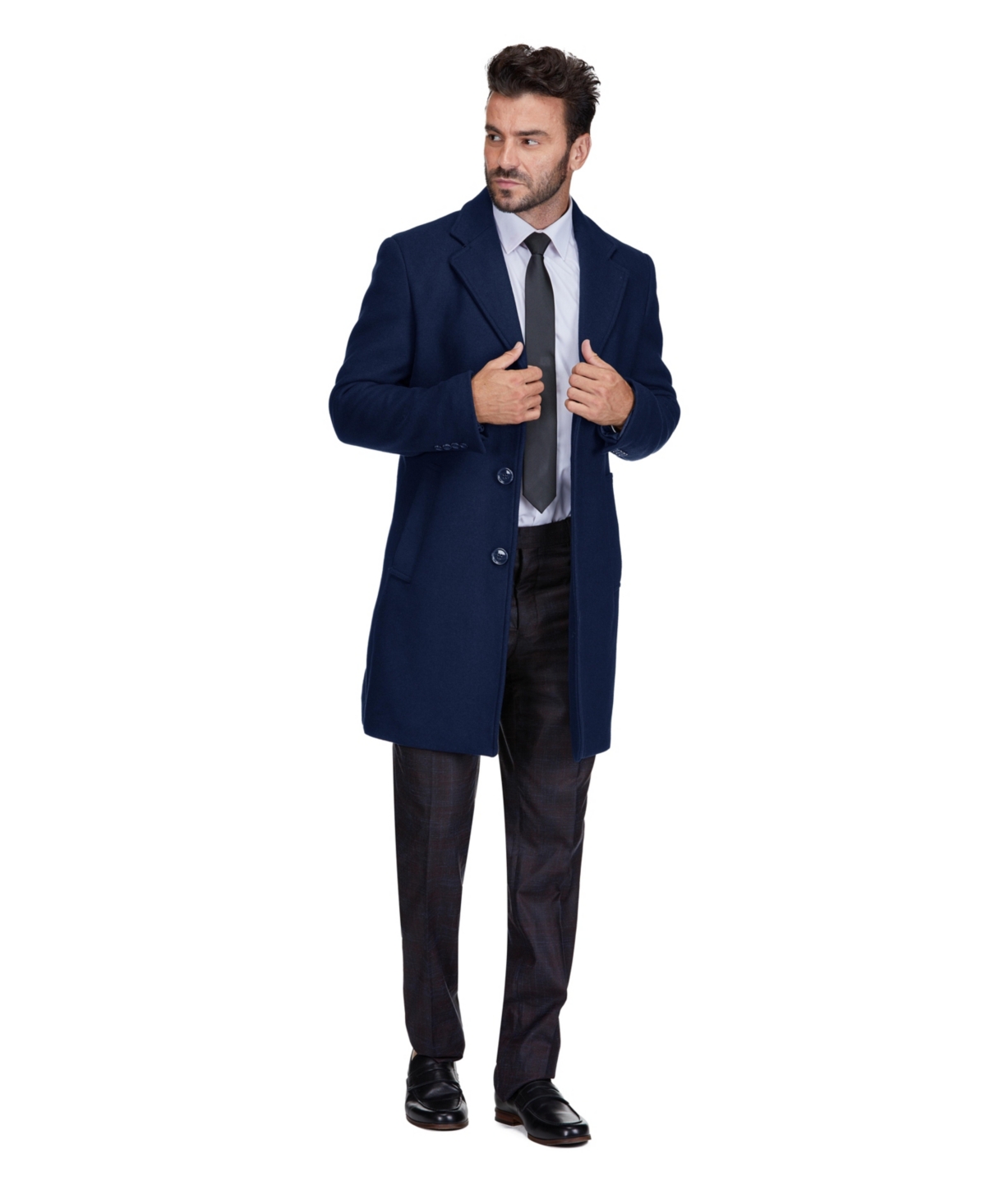 Braveman Men's Tailored Wool Blend Notch Collar Wool Blend Walker Car Coat