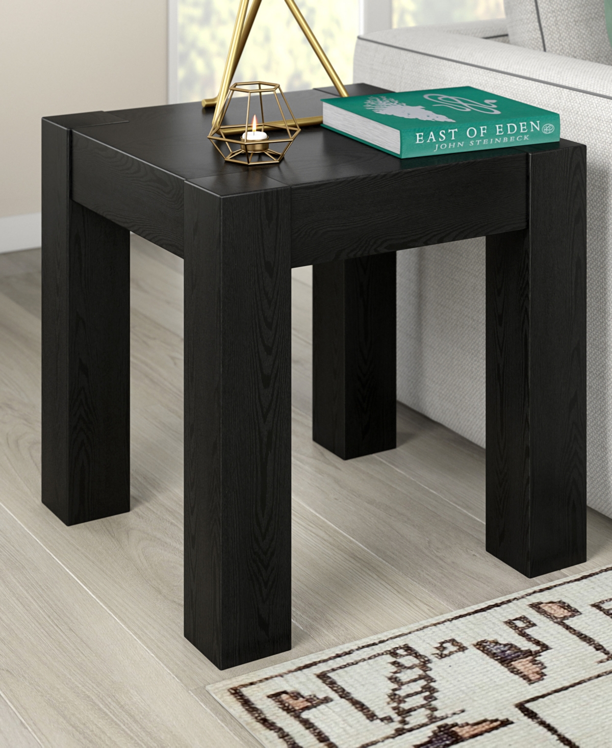 Hudson & Canal 22" Langston Wide Square Side Table In Black Grain