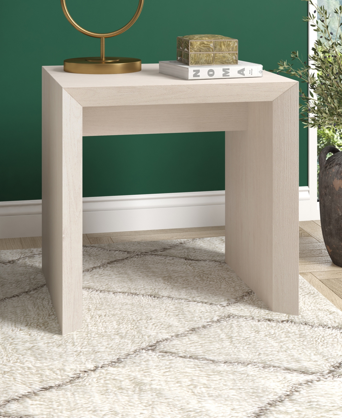 Hudson & Canal 22" Oswin Wide Rectangular Side Table In Alder White