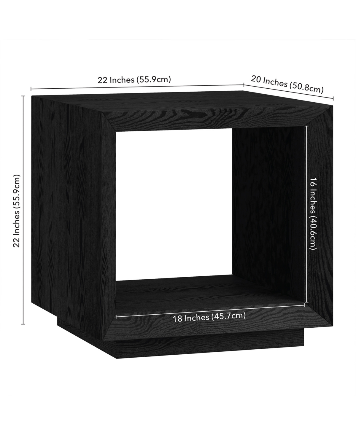 Hudson & Canal 22" Tannen Wide Rectangular Side Table In Black Grain