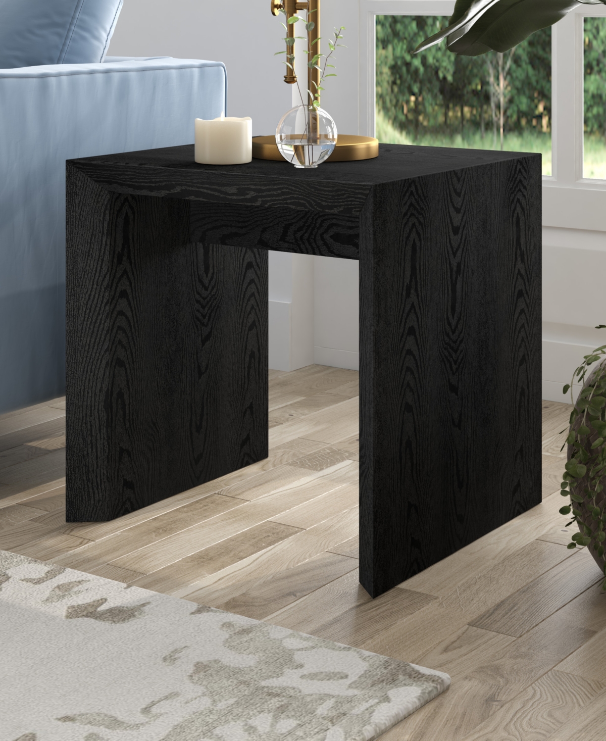 Hudson & Canal 22" Oswin Wide Rectangular Side Table In Black Grain