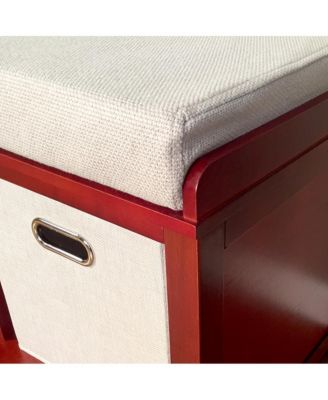 Solid Wood Entryway Bench - 2 Bins & 1 Shoe Divider