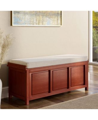 Solid Wood Storage Bench with Open Top, Removable Tray, and Foam Cushion for Entryway or Bedroom
