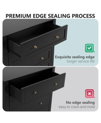 Black 6 Chest of Drawer Dresser, Modern Dresser with Deep Drawers and Nickel Round Handle, Wood Organizer Storage Cabinet