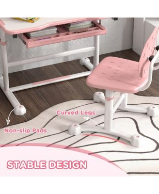 Adjustable Kids Desk and Chair Set with Tilt Desktop, Storage,