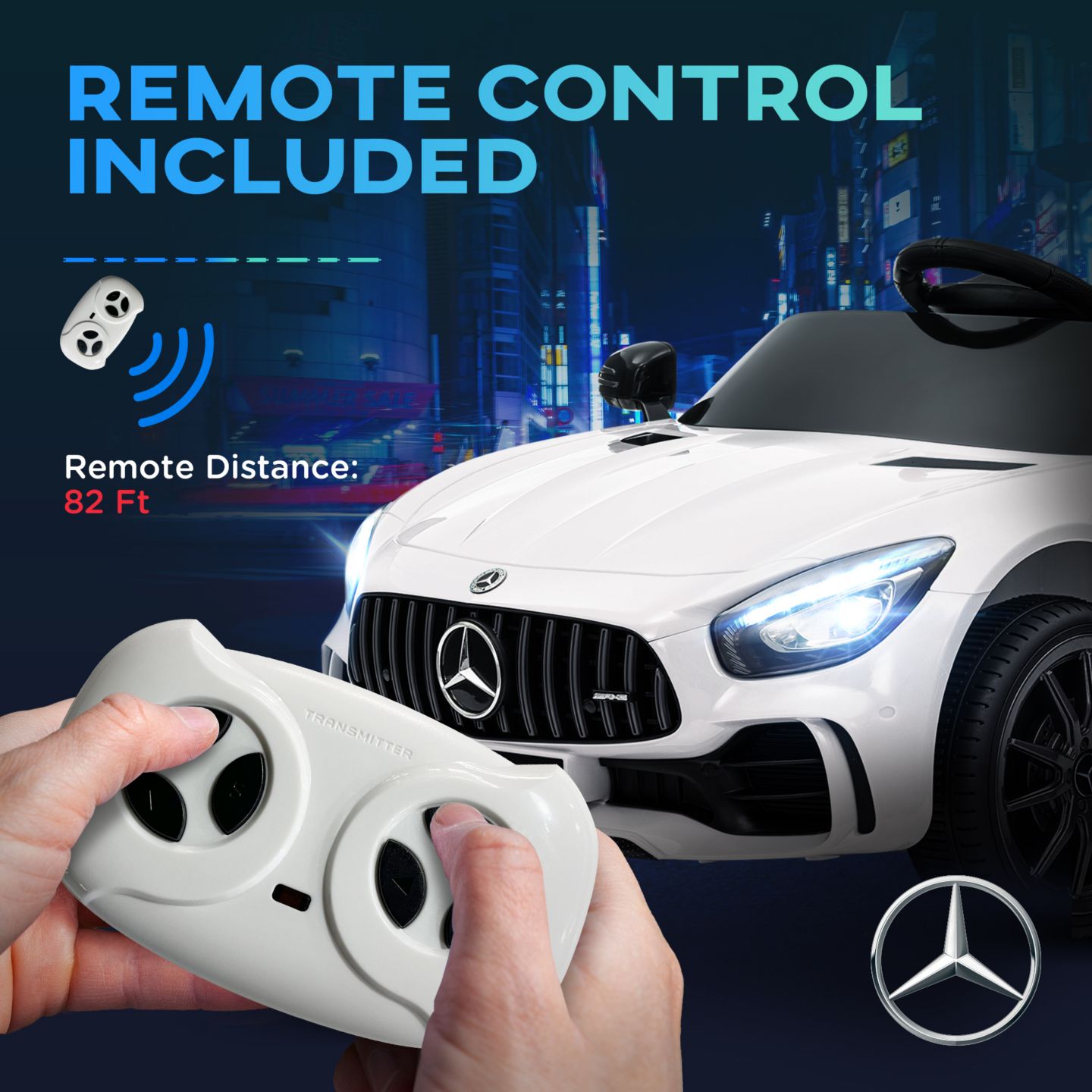 Детская игрушка Qaba Mercedes-Benz Amg Gtr 12V Remote-Control Kids Ride-On Car, Seats 1, Ages 3-7, цвет: Белый — фото 7